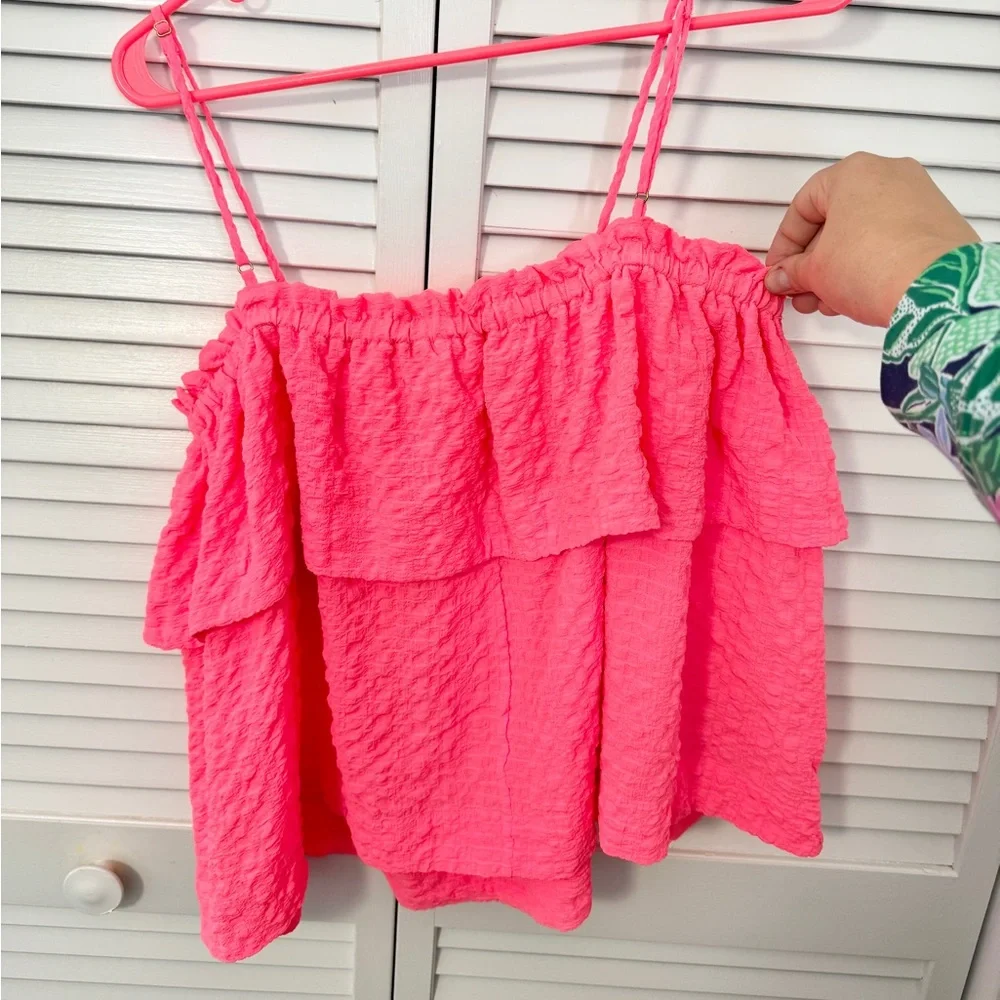 Lilly Pulitzer Coral/Pink Ruffled Tank Top - Picture 3 of 6